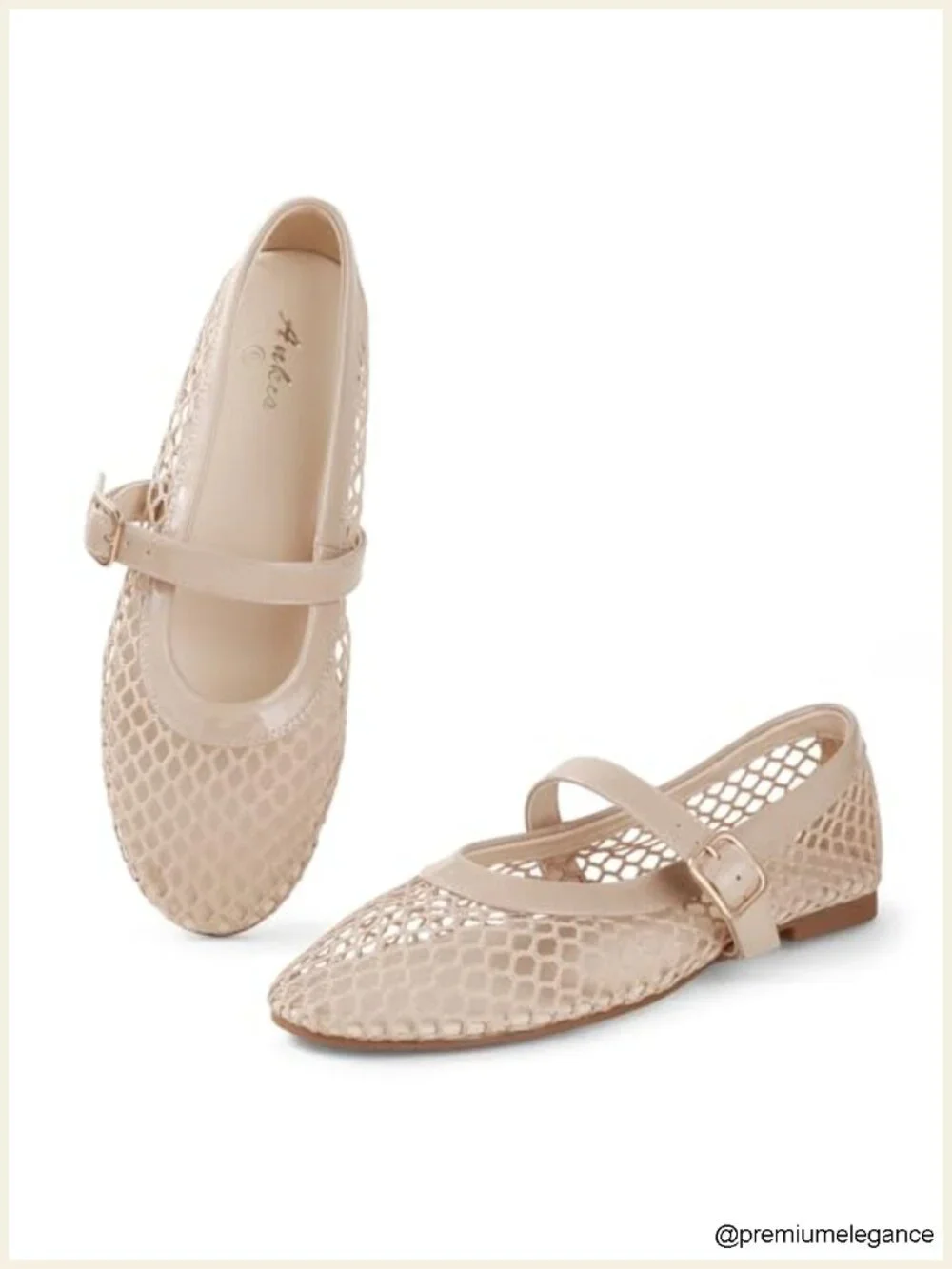 Mesh Ballet Flats with Buckle Strap Mary Jane Ballerina Flat Sandals